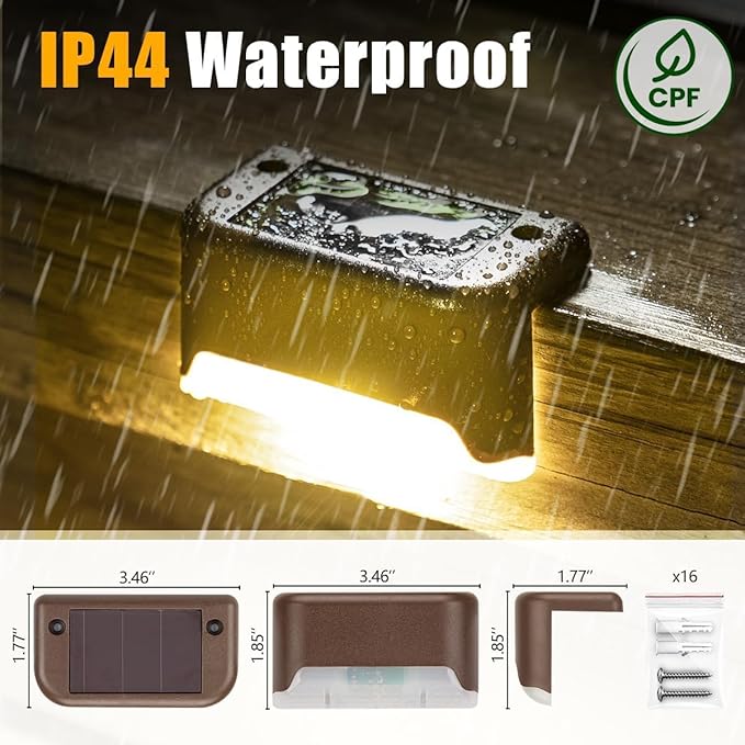 SOLPEX Solar Deck Lights Outdoor, Waterproof Led Lights for Outdoor Stairs, Step, Fence, Yard, Patio, and Pathway(24 Pack Warm White)