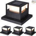 4-Pack Warm White Solar Patio Post Lights, Outdoor LED Caps