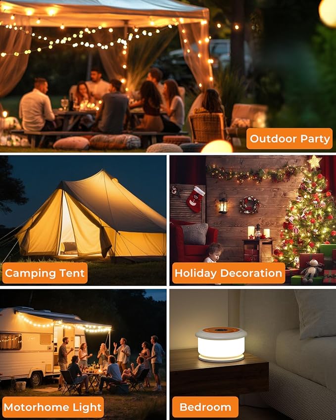 8ft RGB String Lights for Patio, Waterproof LED