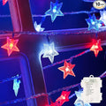 Patriotic Star Fairy Lights 51ft, Battery LED