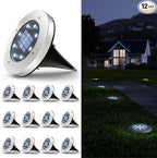 12-Pack Solar Pathway Lights, Waterproof LED Walkway Lights