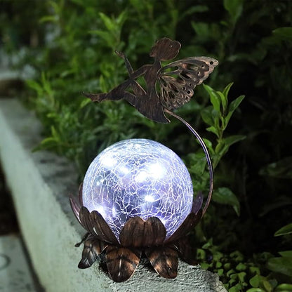 MUMTOP Solar Lantern Fairy Light, Crackle Glass Solar Lights Outdoor LED Waterproof Tabletop Lamp for Table, Yard, Garden, Patio, Lawn Decor