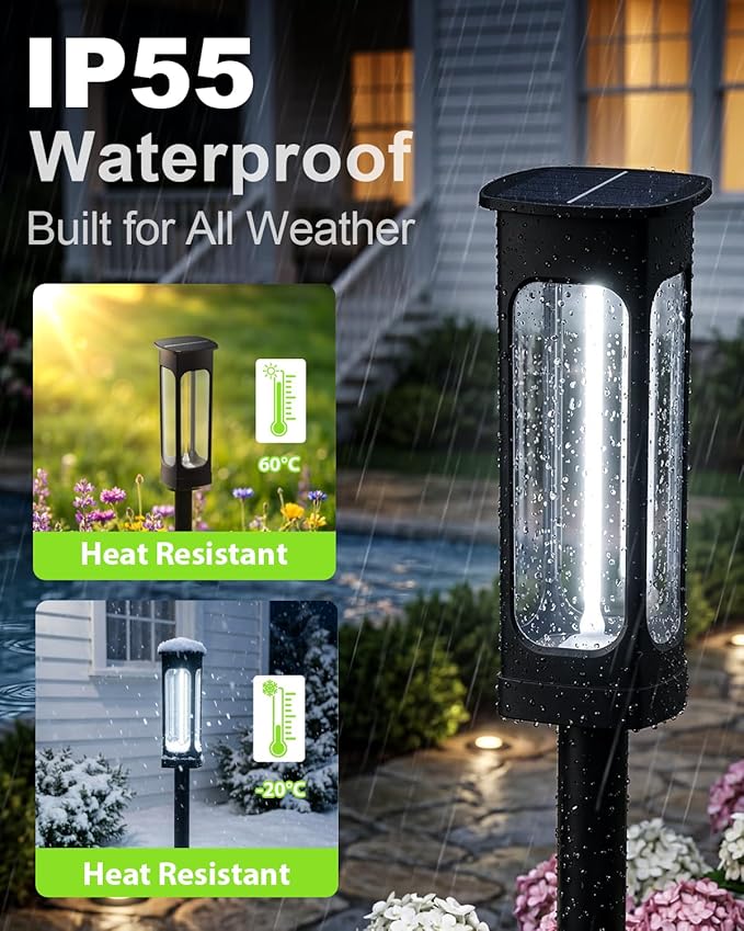 White Solar Pathway Lights 6-Pack, Yard LED