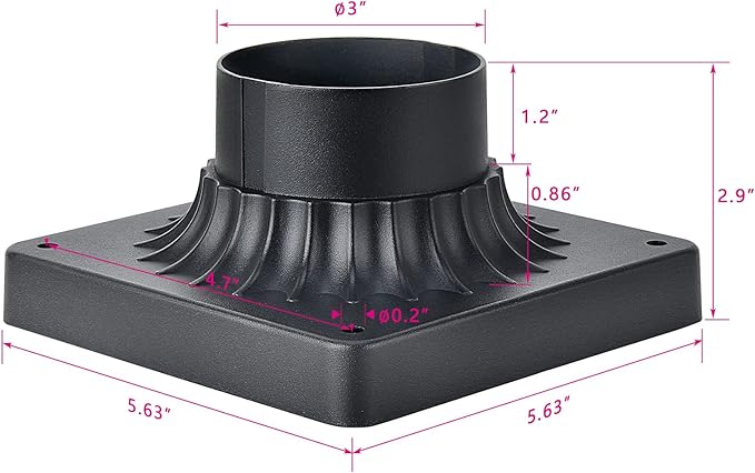 Pier Mount Base 2 Pack,Cast Aluminum Outdoor Post Light Adapter for Deck Porch Patio in Matter Black Finish 5.6" W*5.6" L
