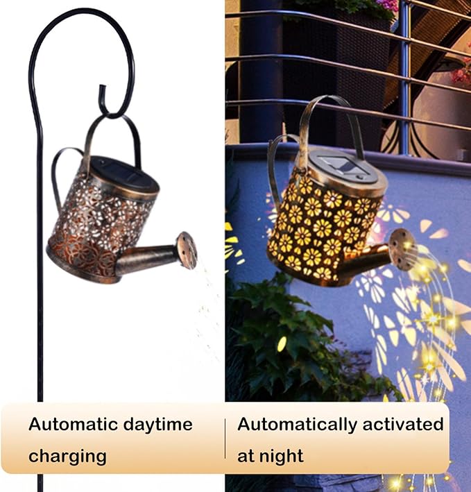 Solar Watering Can with Lights - Outdoor Garden Decor, Waterproof Hanging Lantern Landscape Light for Yard, Patio, Pathway - Solar Lights Outdoor (B)