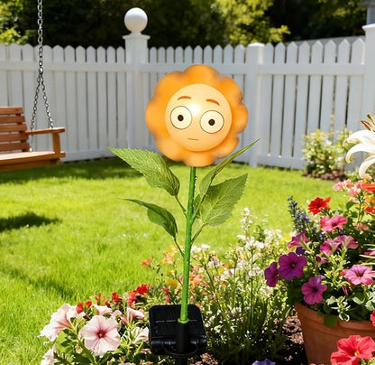 Personified Bobble Face Wind Spinners Sunflower Solar Fairy Light Outdoor with Funny Blank Face - Garden Decor, Waterproof Auto-On/Off Pathway, Lawn, Yard Stake Light for Decorations - Single Pack