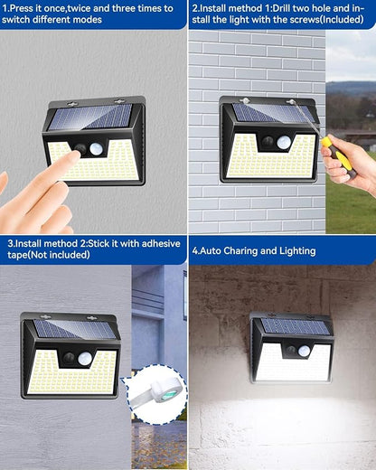 Peasur Solar Lights Outdoor [10 Pack/140LED], Solar Motion Sensor Outdoor Lights, Security Light 3 Working Modes, Waterproof for Outside Garden Yard Fence