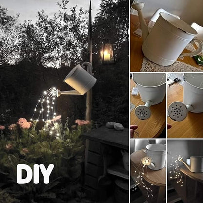 Solar Fairy Lights Outdoor White, Multi Strand 180 LEDs Watering Can String Light, Waterproof Solar Powered Waterfall Lights, Cool White Firefly Bunch Lights