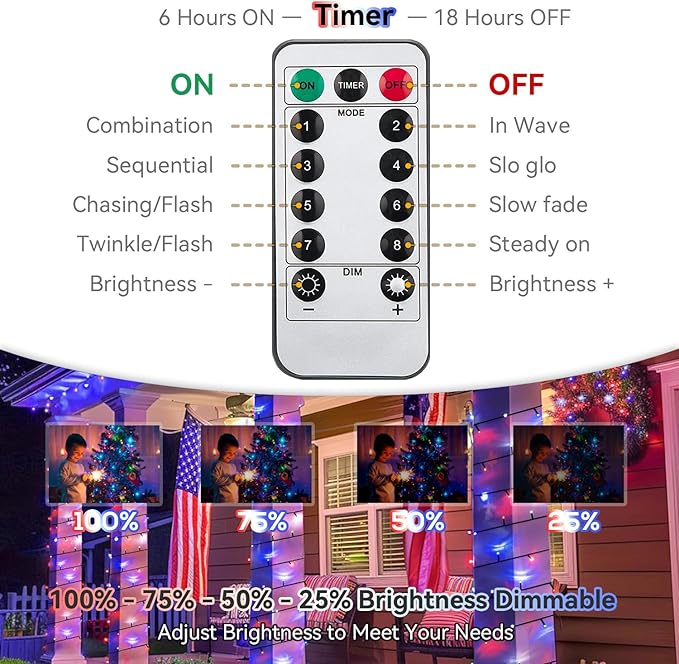 Christmas Patio String Lights, 33ft 100 LED Waterproof