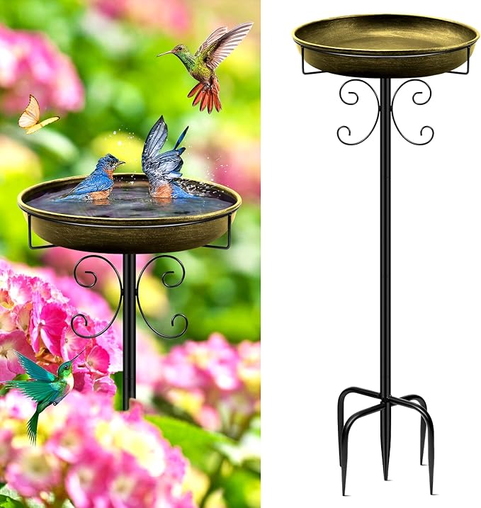 Metal Bird Bath, Vintage Outdoor Birdfeeder