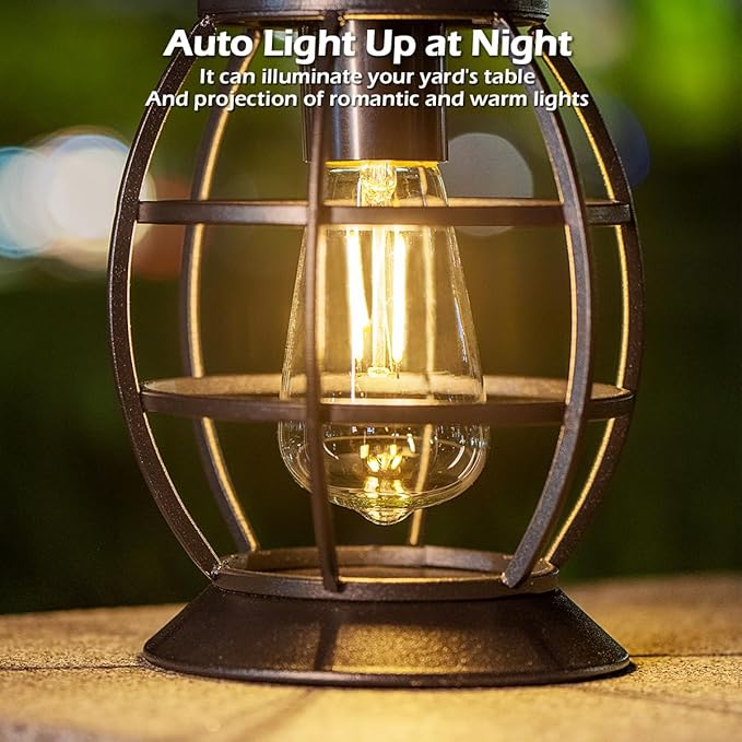 LeiDrail Solar Lantern Outdoor Hanging Waterproof Lights, Metal LED Lanterns Sun Powered Landscape Decor for Table Garden Yard Patio Pathway Porch 4 Pack