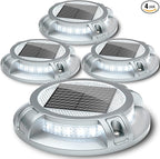 4-Pack Solar Deck Lights, White Waterproof LED