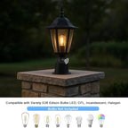 Black Solar Post Lighting Fixture, Outdoor Post Lighting