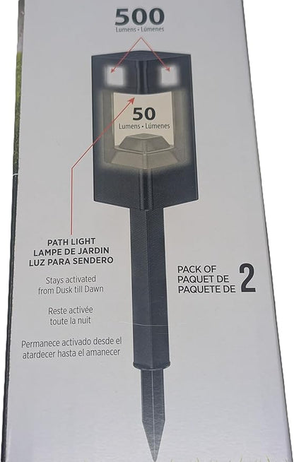 Infinity X1 Solar Path & Motion Security Lights (2-Pack) – 500 Lumens Motion Activated, 50 Lumens Dusk-to-Dawn, IPX4 Weatherproof, 360° Detection, Outdoor LED Stake Lights for Yard, Walkway & Garden