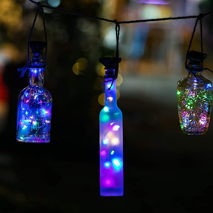 8-Pack 20 LED Wine Bottle Fairy Lights, Solar Cork
