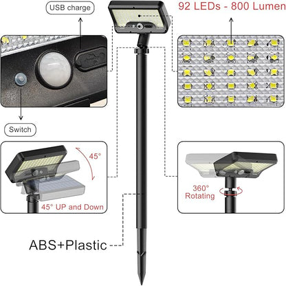 Tryme Solar Motion Lights Outdoor Waterproof 92 LEDs Bright Pathway Lights with Adjustable Angle & 3 Modes for Walkway, Driveway, Sidewalk, Garden, Yard, Patio, Landscaping (4 Pack)