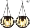 2-Pack Metal Backyard Solar Lanterns for Outdoor, Waterproof LED