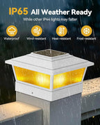 6-Pack White Solar Patio Post Lights, Outdoor LED Caps