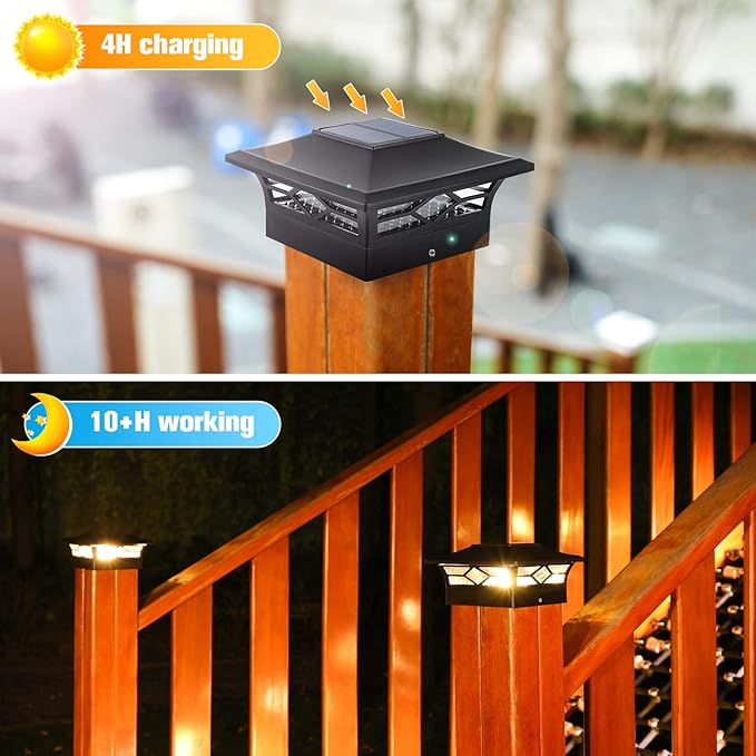 Bright Solar Post Cap Lights for Fence, LED