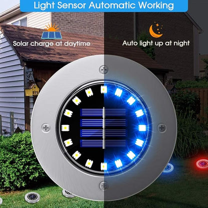 NFESOLAR Solar Lights Outdoor with 16 LEDs, 8 Pack Bright Multi-Color Solar Ground Lights Outdoor Waterproof for Pathway Garden Yard Lawn Walkway Halloween Christmas Decorations