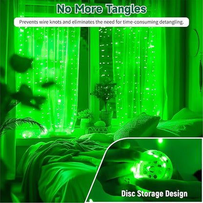 Outdoor String Lights, 8ft Green Waterproof LED
