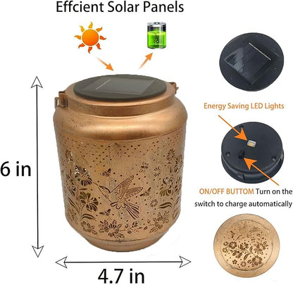 Hummingbird Solar Outdoor Waterproof Lantern Garden Decor Birthday Gifts for Women Mon Grandma Metal Hanging Solar Lights Outside LED Lanterns for Yard Patio Lawn Pathway Landscape (Hummingbird)
