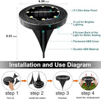 Solar Flat Disk Lights 8-Pack, Waterproof Landscape