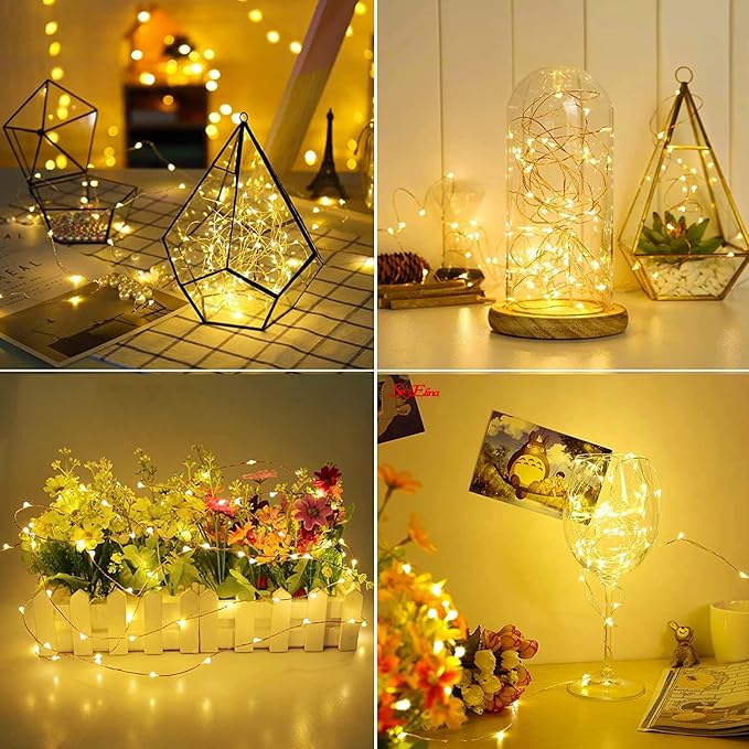 10 Pack Fairy Lights with Timer,10 ft 30 LED String Lights 8 Modes Fairy Lights Battery Operated Waterproof for DIY Wedding Party Bedroom Mason Jars Christmas Decorations (Warm White)