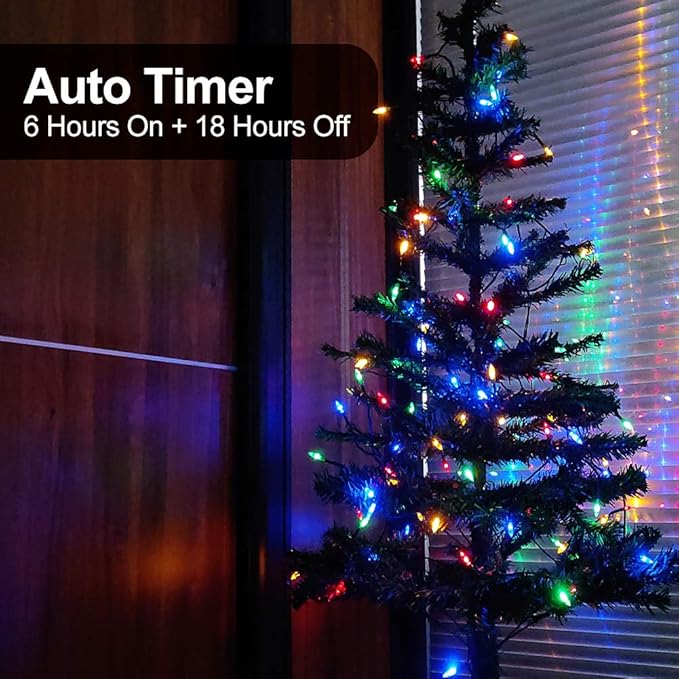 18ft Christmas LED String Lights, Waterproof Timer Lights