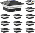 12-Pack Cool White Patio Post Cap Lights, Solar LED