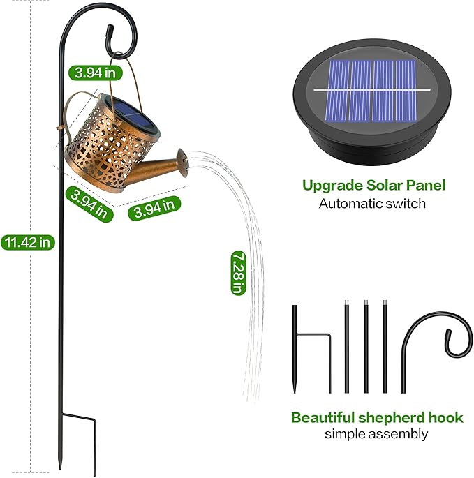 Solar Watering Can Lights Waterproof, Solar Lights Outdoor Decorative Garden Decor Metal Hanging Lights for Outside Patio Pathway Yard, Christmas Birthday Gardening Gifts
