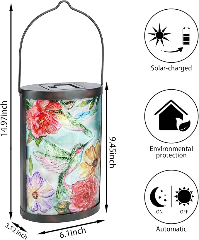 Solar Hummingbird Lanterns, Porch Hanging LED Decor
