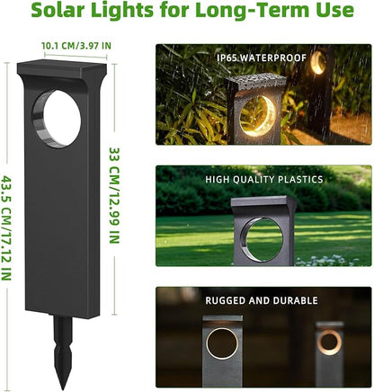 Solar Pathway Lights Outdoor: 6 Pack Unique Solar Lights Outdoor Waterproof - Bright Moon Pattern Auto On/Off Garden Light for Yard Patio Porch Lawn Path Walkway Driveway Outside Decor Lighting