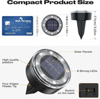 Solar Flat Disk Lights 12-Pack, Waterproof Landscape