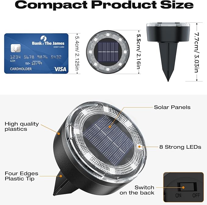 Mini Solar Ground Lights, 12 Pack Solar Lights Outdoor Waterproof, Upgraded LED Flat Landscape Lighting for Outside Pathway Garden Patio Yard Driveway,Multi-Colored