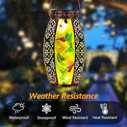 VEWOGARDEN Hummingbird Solar Lanterns Outdoor Waterproof Hanging Solar Lantern Decorative Outdoor LED Lantern Lights for Patio Yard Table Garden Decor
