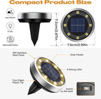 18-Pack Solar Ground Disk Lights, Warm White Waterproof LED