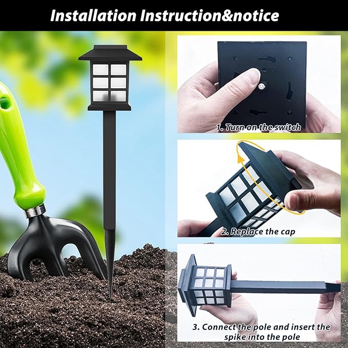 Solar Outdoor Lights,12 Pack LED Light Outdoor Waterproof, Solar Walkway Lights Maintain 8 Hours of Lighting for Your Garden, Landscape, Path, Yard, Patio, Driveway