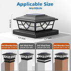 6-Pack 2-Mode Black Yard Post Cap Lights, Solar LED