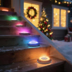 Solar Flat Disk Lights 12-Pack, Waterproof Landscape