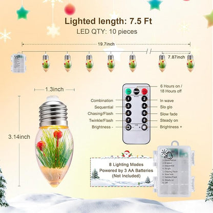 5ft Christmas LED String Lights, Waterproof Timer Lights