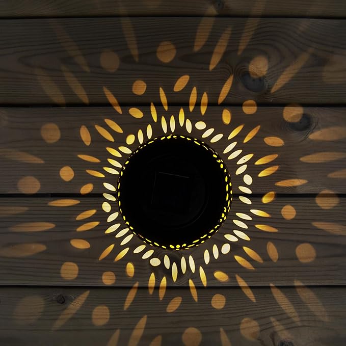 Solar Lantern Outdoor Patio Decor - Solar Lanterns Outdoor Waterproof,Hollow Out Retro Metal Table Lights,Yard Porch Garden Balcony Desk Bedroom Tabletop Decorations Indoor Outside