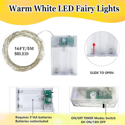 Christmas Fairy Lights, 16ft 50 LED Battery Twinkle Lights