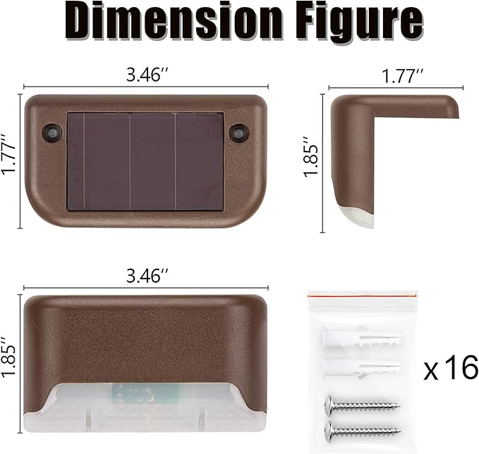 Solar Step Lights 16-Pack, Waterproof Patio