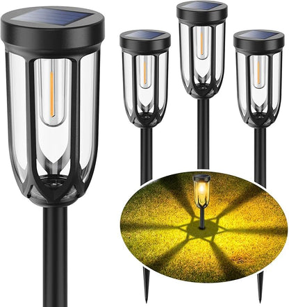 Solar Pathway Lights, Bright Solar Lights Outdoor Waterproof IP65, Auto On/Off Solar Lights for Outside, Solar Garden Lights Landscape Lighting for Walkway Lawn Yard (4 Pack)