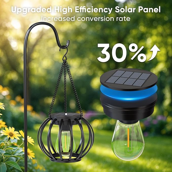 Solar Lanterns Outdoor Waterproof: 2 Pack Metal Hanging Decorative Solar Lights for Pathway Patio Garden Yard - Warm White LED Lighting Auto On/Off - Birthday Spring Gifts for Women Mom 2026