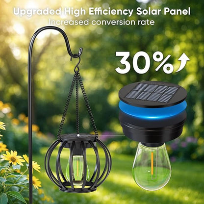 Solar Lanterns Outdoor Waterproof: 2 Pack Metal Hanging Decorative Solar Lights for Pathway Patio Garden Yard - Warm White LED Lighting Auto On/Off - Birthday Spring Gifts for Women Mom 2026