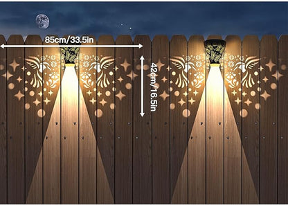 2 Pack Solar Fence Lights Outdoor Wall lihgts Decorations Metal Solar Deck Lights Waterproof LED Solar Powered Step Light Warm White Decorative Lighting for Garden, Front Door (Hummingbird)