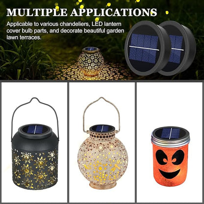 2-Pack Solar Light Replacement Top, Replacement Solar Light Parts for Lantern (Top 3.23 Inch, Bottom 2.9 Inch), Waterproof LED Replacement for Outdoor Garden, Pathway, Yard Lights & Decor