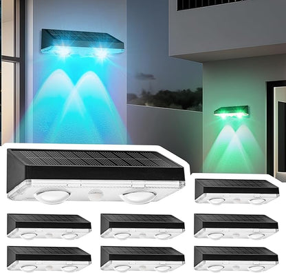 Solar Fence Lights Outdoor 8 Pack – IP65 Waterproof Wireless Solar Deck Lights with 9 Color Modes, 80 Lumen Bright LED for Fence, Backyard, Patio, Pool, Wall – 12+ Hour Runtime, No Wiring